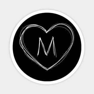 Letter M with heart frame in lineart style Magnet